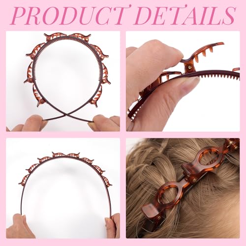 Double Layer Hair Clip Headband with Teeth - 2 Pack