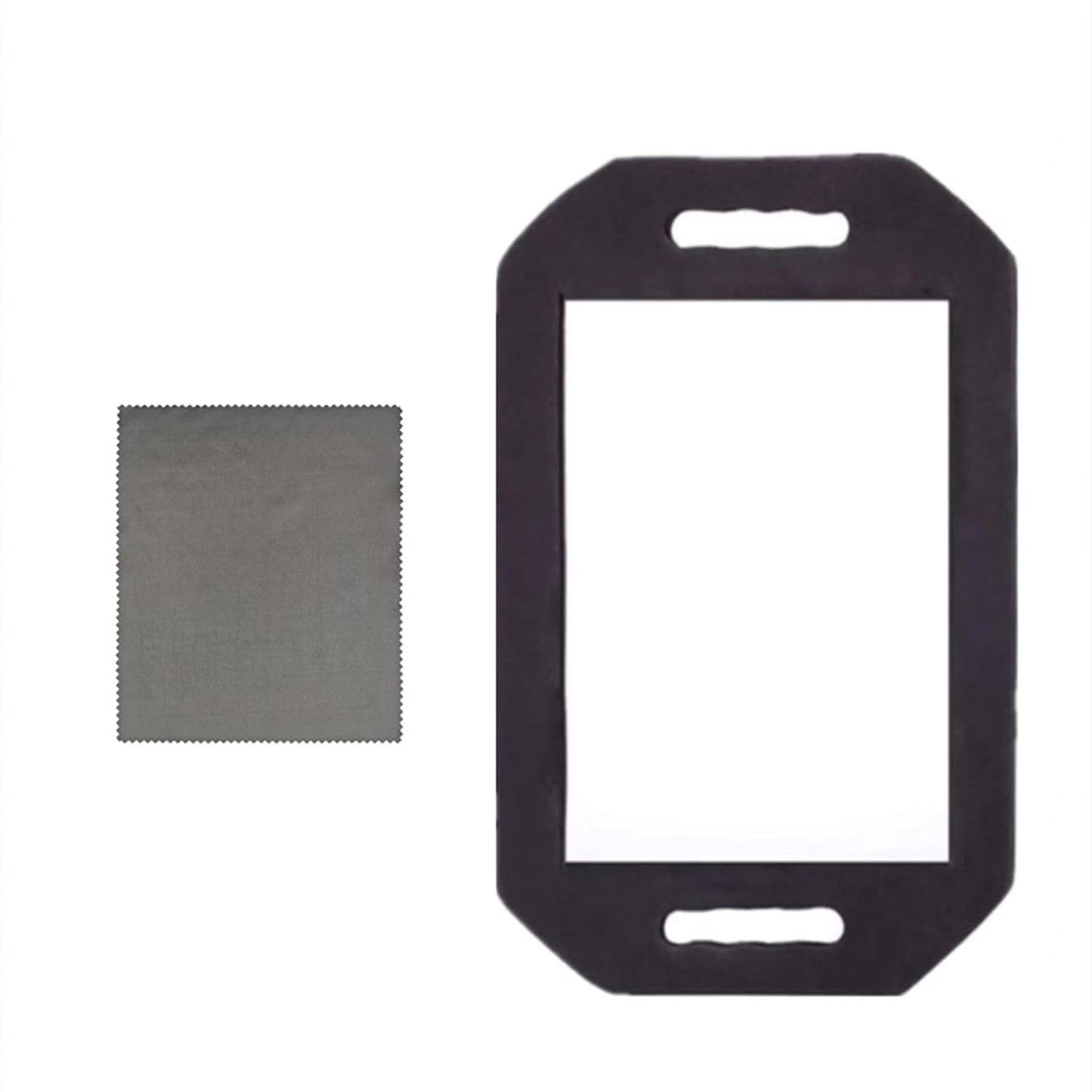 Rimoleur Large Rectangular Hand Mirror with Double Handle, Salon-Grade, Black Foam Frame, 16"L x 9.8"W, Floor Mount, Modern Style