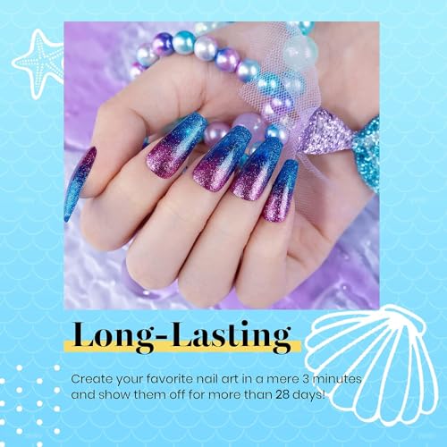 Beetles Summer Mermaid Gel Nail Polish Set, 20 Colors Blue Green Pink Purple Shimmery Glitter Summer Gel Polish Kit with Base Gel Top Coat Nail Art Brushes Soak off Uv Nail Gel Gift for Girls