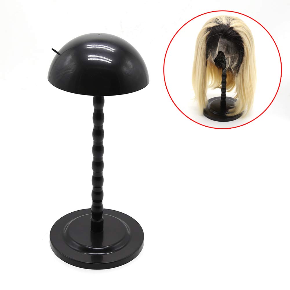 BTWTRY Wig Hair Stand Head Mushroom Top New Plastic Folding Stable Durable Hat Cap Display Holder Stand Tool Wig Stand (Black 1pc)