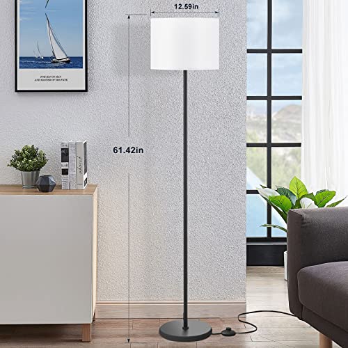 Ambimall Floor Lamp for Living Room, Modern Floor Lamp with Shade, Tall Lamps for Living Room, Bedroom, Office, Dining Room, Stick Floor Lamp with Linen Lampshade(without Bulb)