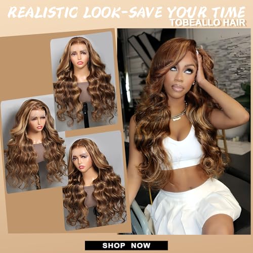 Honey Blonde 30-Inch Lace Front Wig - Ombre Body Wave Human Hair