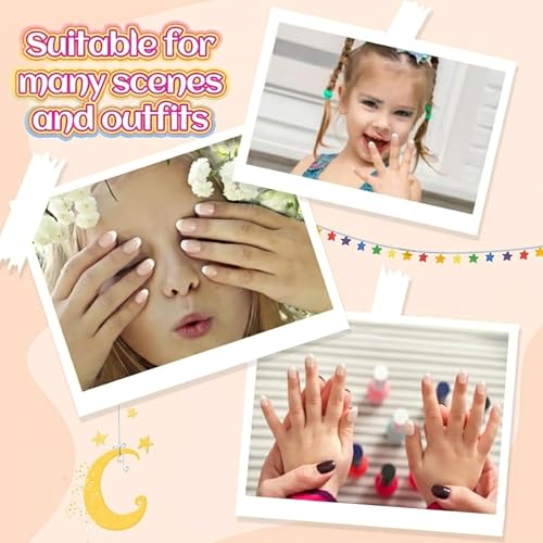 Plauva 26-Piece French Tip Press-On Nails for Kids & Teens