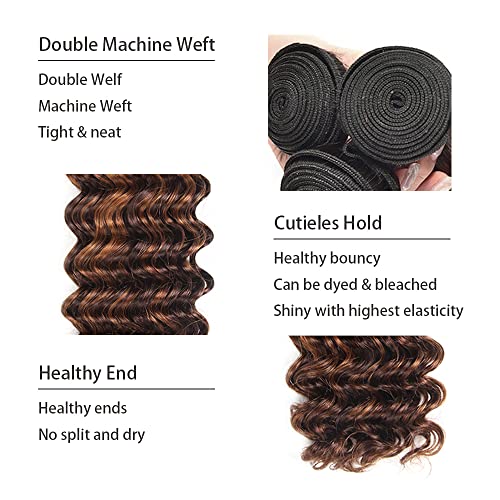 P4/30 Deep Wave Human Hair Bundles 18 20 22 Inch