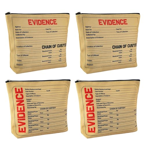 4 Pcs Evidence Bags Novelty Purse Makeup Bag True Crime Zipper Pouch For Women Forensic Science Gifts for Women