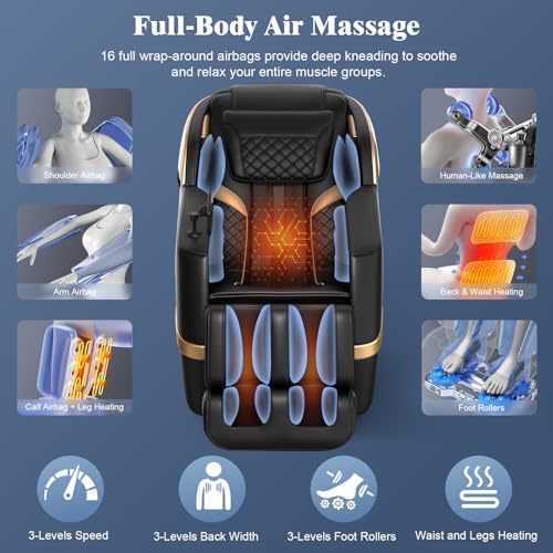 YONISEE 4D SL-Track Massage Chair with Zero Gravity & Heating