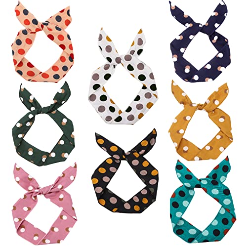 ONEYE Polka Dot Wire Headbands for Women - Pack of 8