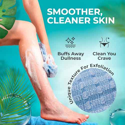 BONDI Exfoliating Washcloth - Perfect Stocking Stuffer - Extra Long - Perfect for Back Scrubbing - Made in Japan