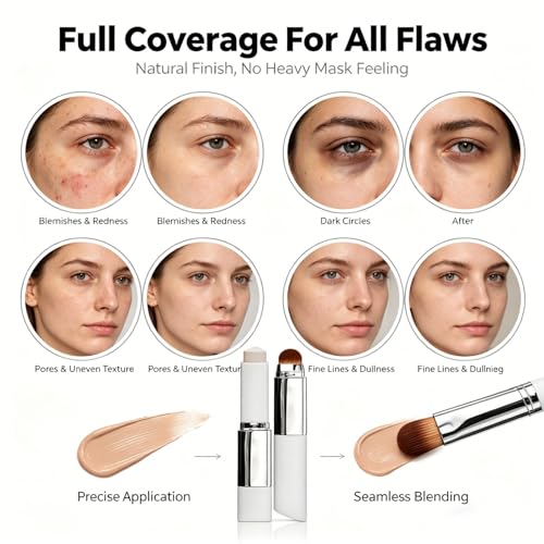 Color-Changing Foundation Stick with Brush - Dewy Finish