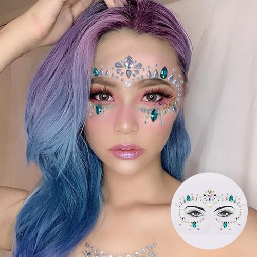Mermaid Face Gems - 10 Sets Festival Rhinestone Stickers