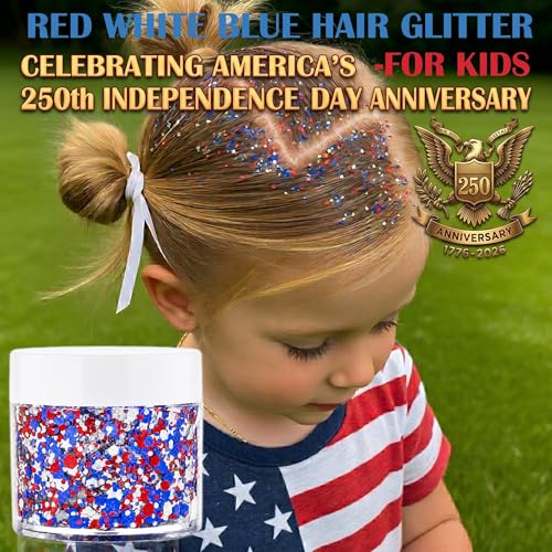 Red White Blue Patriotic Face Glitter Gel for Kids & Adults