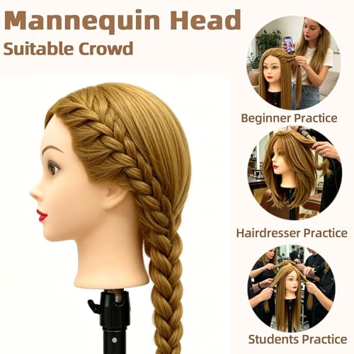 28" Light Auburn Mannequin Head with Synthetic Hair for Styling