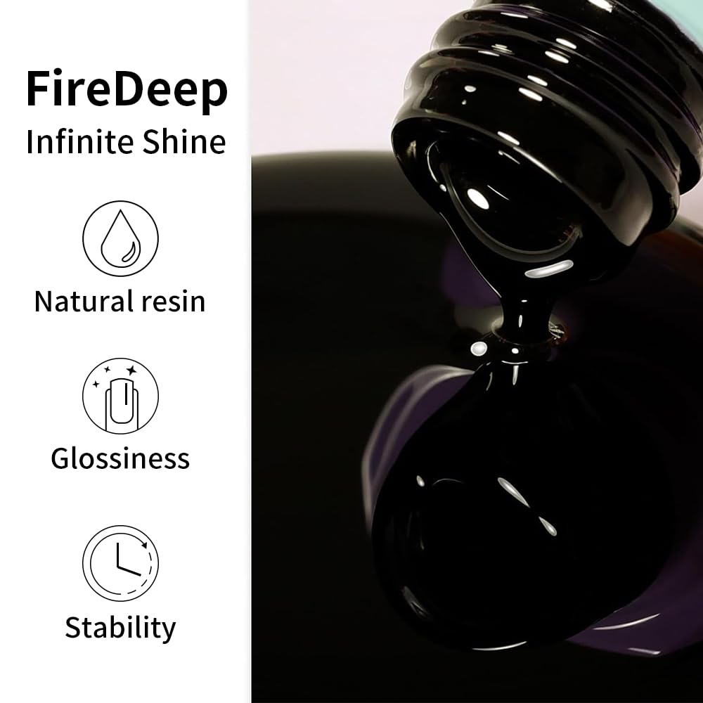 Firedeep Black Gel Nail Polish, 0.54 Fl Oz Black Gel Polish Large Bottle UV/LED Soak Off Long-Wear Glossy Shine Essential Nail Gel Polish Salon Manicure at Home