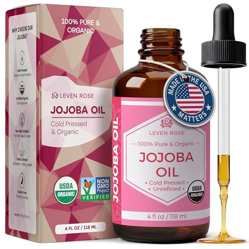 Leven Rose Organic Jojoba Oil 4 oz - Cold Pressed Skin Hair Nails Moisturizer