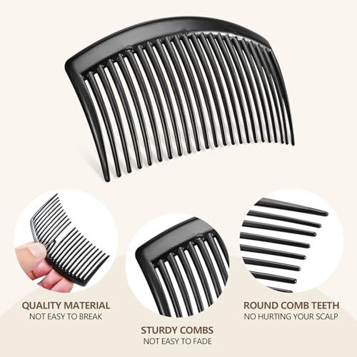 6 Pack 3.15 Inch French Hair Combs for Styling Grooming - Black, Brown, Clear - Pack of 6