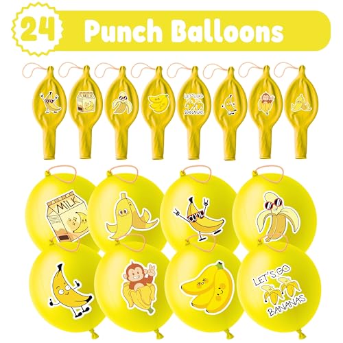 72-Piece Banana Party Favors - Tattoos & Balloons