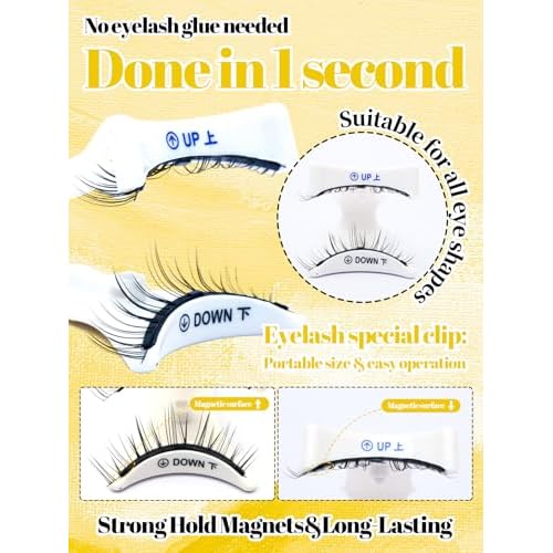 Magnetic Eyelashes with Applicator,Reusable Magnetic Lashes without Eyeliner, Glue-free False Lashes, Waterproof, Lightweight, Suit for Natural Makeup(Simple)