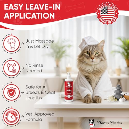 Warren London Cat Hydrating Butter - Unscented Leave-in Conditioner for Soft Fur