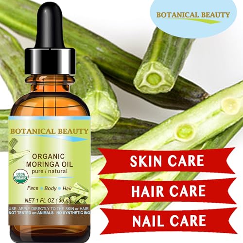Botanical Beauty? Organic Moringa Oil 100% Pure Natural Undiluted 0.5 Fl.oz.- 15 ml. for Face Skin, Hair, Lips, Body, Nails Rich in Vitamin C, Vitamin E