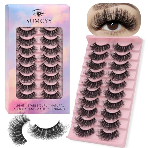 10 Pairs 3D Fluffy Cat Eye Mink Lashes - Reusable Handmade