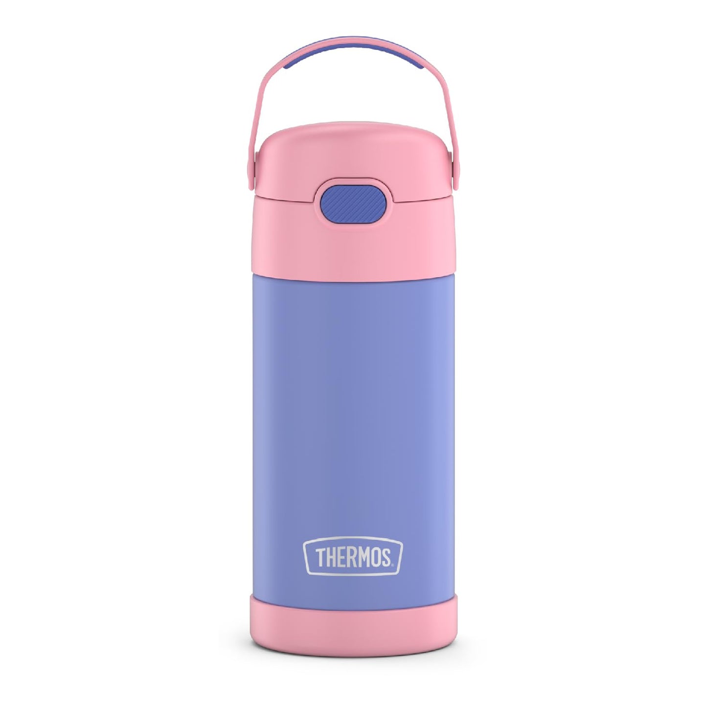 THERMOS FUNTAINER Water Bottle with Straw - 12 Ounce, Purple/Pink - Kids Stainless Steel Vacuum Insulated Water Bottle with Lid