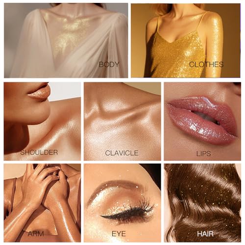 Mint Highlighter Spray, Professional Shiny Glitter Spray for Eyeshadow Face and Body Luminizers, Loose Shimmer Powder Makeup Mist for Women Kid Rave Outfits Festival Accessories