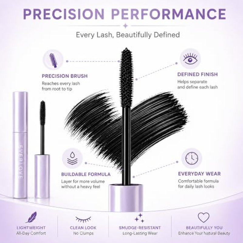 Facelove Mascara for Older Women - Lavender Tube, Precision Brush