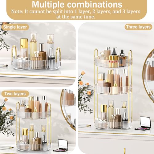 MOKANI 360° Rotating Makeup Organizer 3-Tier Cosmetics Storage