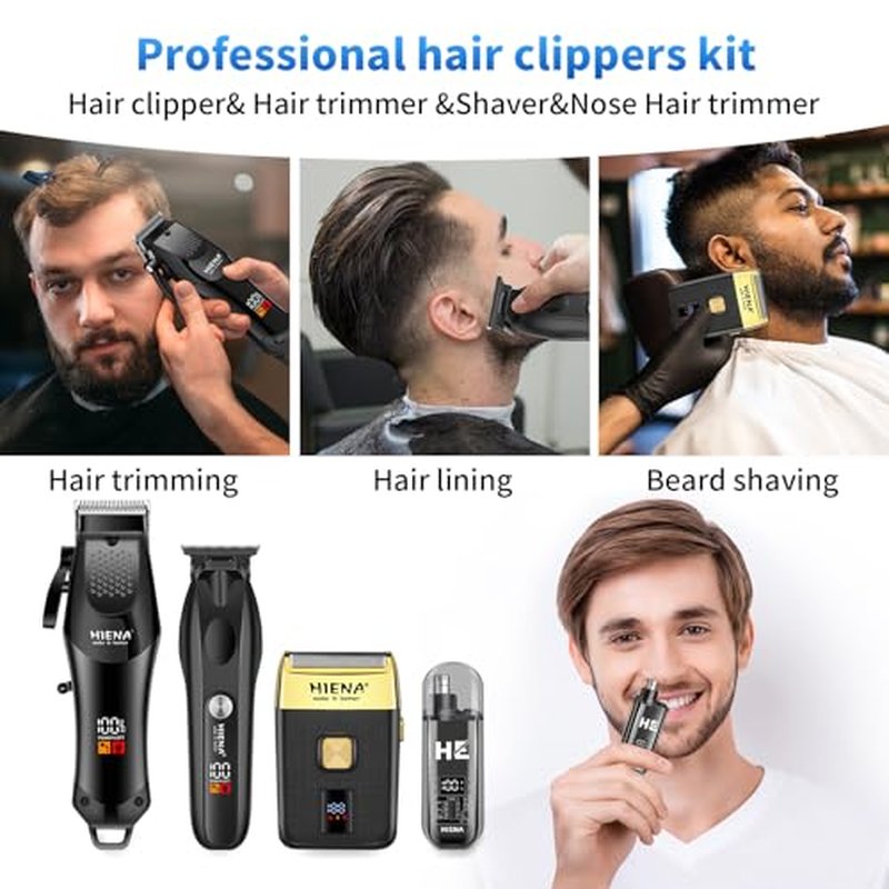 HIENA PRO Professional Hair Clipper Set for Men - Cordless Trimmer Kit