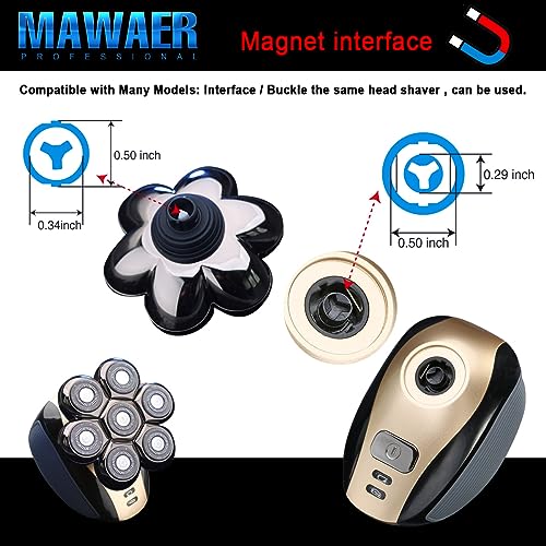 Universal Magnetic 7 Blades Head Shaver Replacement Heads Compatible with Freedom Eagle Shaver, Compatible with mainstream shaver brands£¬ Universal replacement heads (7 Silver)