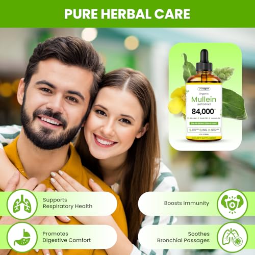 Gerglam Mullein Lung Detox Drops 2 Fl Oz USDA Organic Herbal Support for Respiratory Wellness