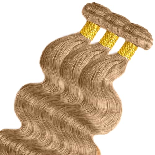 #22 Blonde Bundles Human Hair Body Wave Bundles 16 18 20 Inch Human Hair Weave 3 Bundle Unprocessed Brazilian Virgin Hair Ash Blonde Body Wave Human Hair Extensions 50 Grams/Bundle