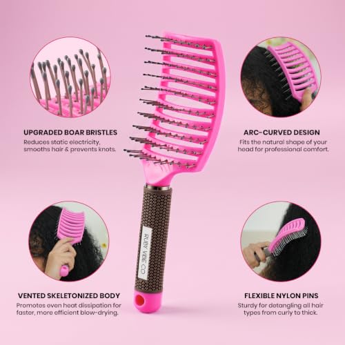 Ruby Vibe Co Detangling Hair Brush for Wet & Dry Hair, Vented Curly Hair Comb