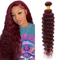 #99J Burgundy Deep Wave Human Hair Bundle 18 Inch