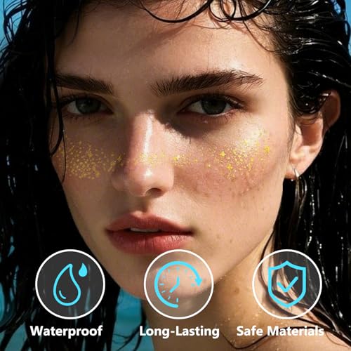 12PC Gold Glitter Freckles Temporary Face Tattoos