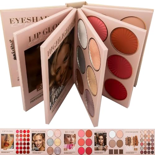 All-in-One 5-Layer Makeup Palette with Eyeshadow, Highlighter & Blush - Travel Friendly