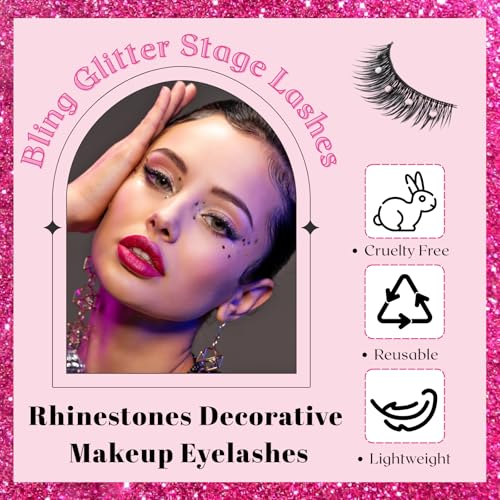 5 Pairs 13mm Dramatic 3D Cosplay Eyelashes with Rhinestones