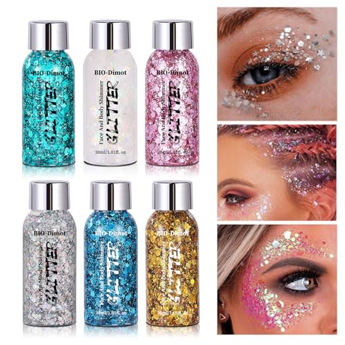 BIO-Dimot Face & Body Glitter Gel, 30ml Chunky Sparkle Makeup Gel for Eyes, Hair & Skin ? Easy-Apply, Long-Lasting Shimmer for Parties, Festivals & Costumes
