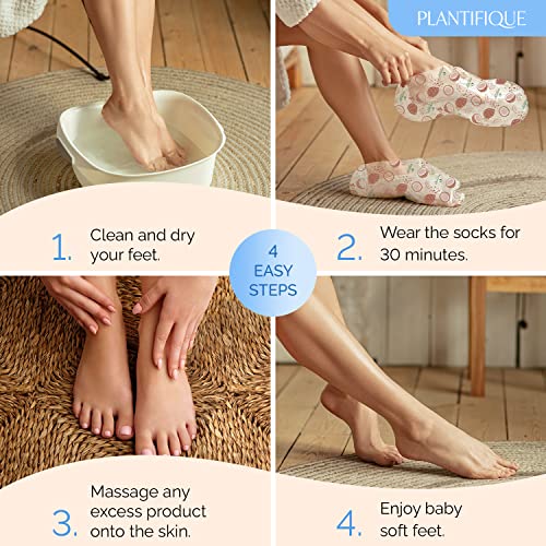 PLANTIFIQUE Hydrating Foot Mask Socks for Dry Cracked Feet - 2 Pairs