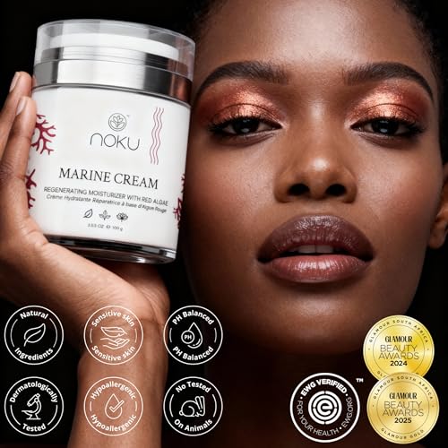 Noku Marine Cream 100ml ? Ultra-Hydrating Anti-Aging Moisturizer for Men & Women | Red Algae, Vegan Collagen & Argireline Peptides | Airless Jar, Vegan, Cruelty-Free, EWG VERIFIED