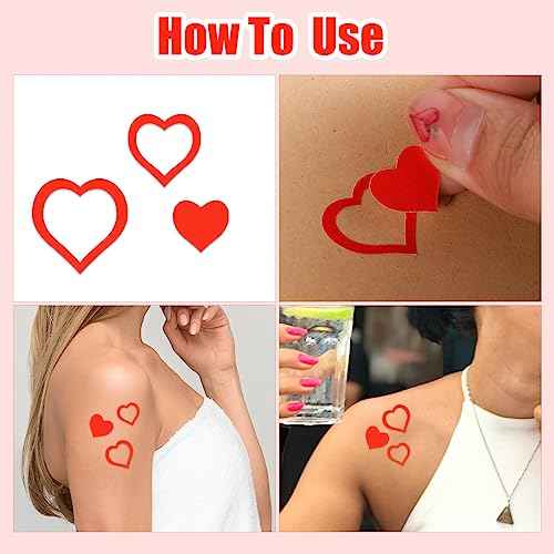 TOYMIS 500PCS Red Heart Shaped Tanning Stickers, Paper, Heart, Romantic Style, Outdoor Use, Fade Resistant
