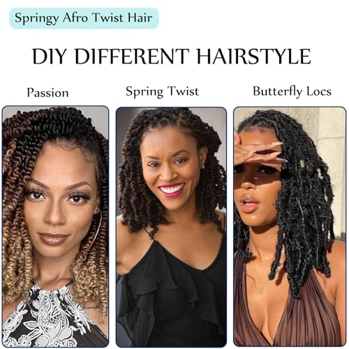 8 Inch Springy Afro Twist Hair Marley Twist Braiding Hair 3 Packs Kinky Twist Hair Short Marley Hair Wrapping Hair for Soft Locs Passion Hair Extensions…