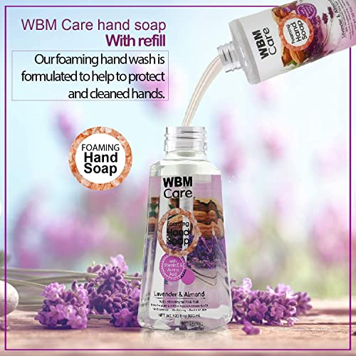WBM Care Lavender Natural Foaming Soap Refills, Enriched with Almond Scent, Vitamin E & Amino Acid, Moisturizing & Nourishing, Hand Wash, 13.5 Oz/Each (Pack of 6)
