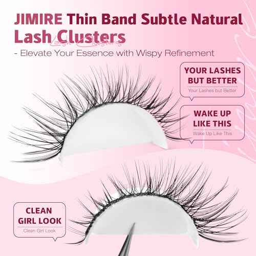 JIMIRE Natural Lash Clusters Wispy Eyelash Clusters 192Pcs C-Curly Cluster Eyelash Extensions 8-16MM Pesta?as Postizas Naturales Lash Extensions Easy to Apply DIY at Home by Self
