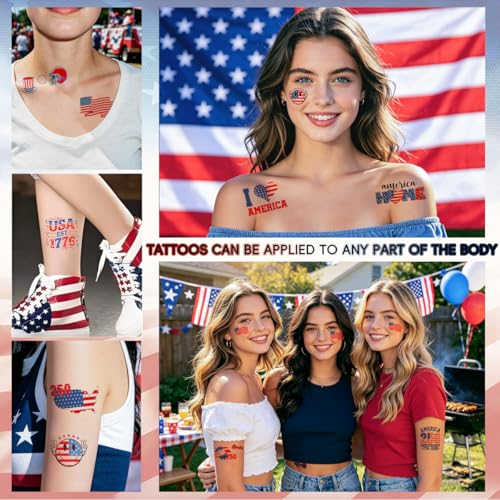 96PCS Patriotic Temporary Tattoos - 4th of July Party Favors