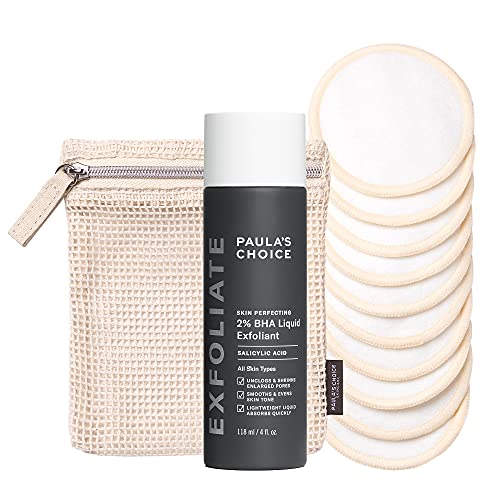 Paula's Choice 2% BHA Liquid Exfoliant with Reusable Bamboo Cotton Pads