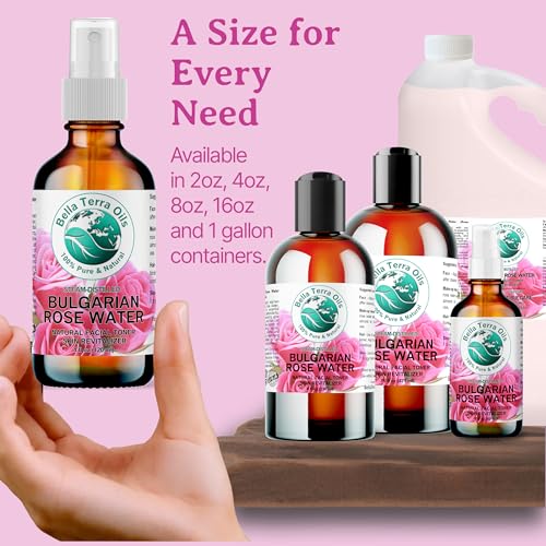 Bella Terra Oils - Organic Rose Water Mist 4 oz - Capture The Bulgarian Rose Essence, Perfect as a Gentle Rosewater Face Mist, Free from Synthetics