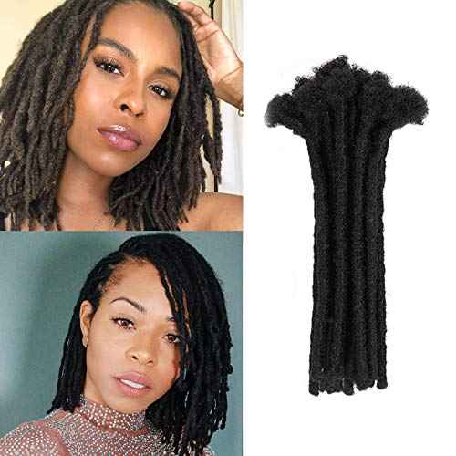 100% Human Hair Dreadlock Extensions for Men/Women 0.6cm Width Full Hand-made 6 Inch 60 Strands Permanent Locs Extensions Can be Dyed and Bleached