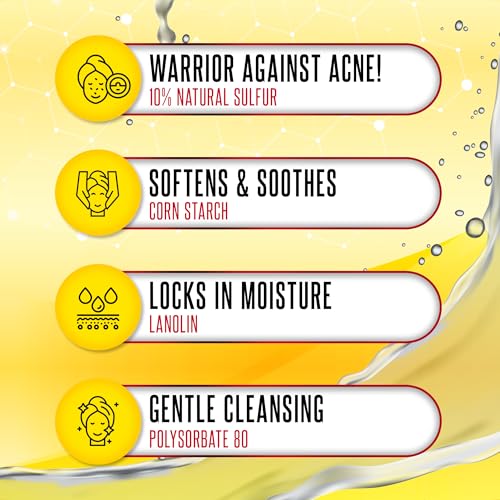 Biosulfur Grisi Acne Treatment Soap: Deep Cleansing, Acne-Fighting, Reduces Inflammation, Prevents Breakouts, Blackheads, Excess Oil, Sulfur Soap Bar, 4.4 oz, 3-Pack