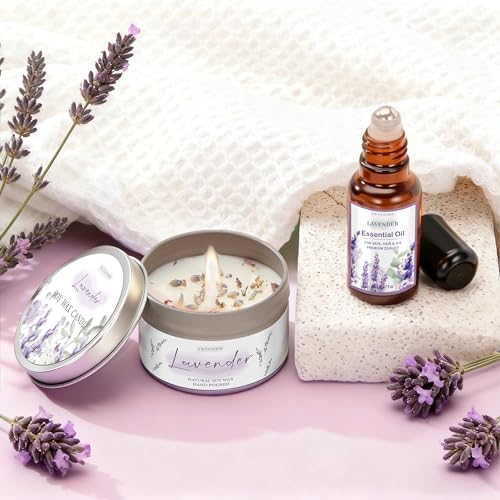 Lavender Spa Gift Basket for Women - Bath & Body Self Care Set